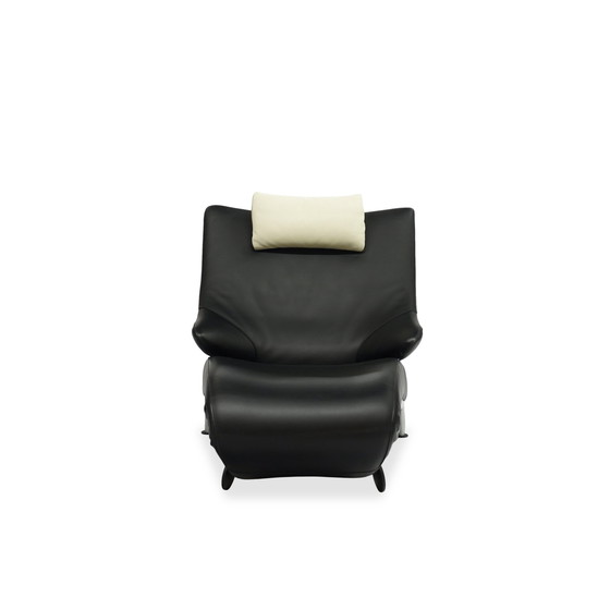 Image 1 of Wk Wohnen Solo 699 Fauteuil en cuir / chaise longue | Noir / Blanc crème | N° 1/2