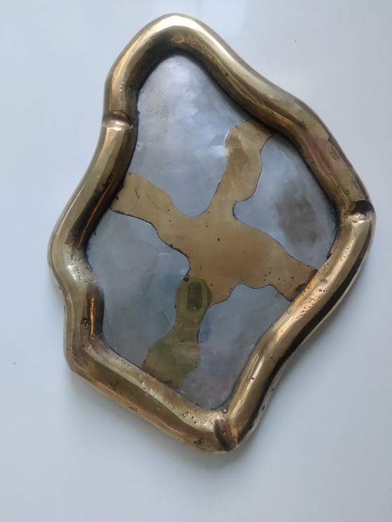 Image 1 of David Marshall Chenets Brutaliste Laiton Aluminium