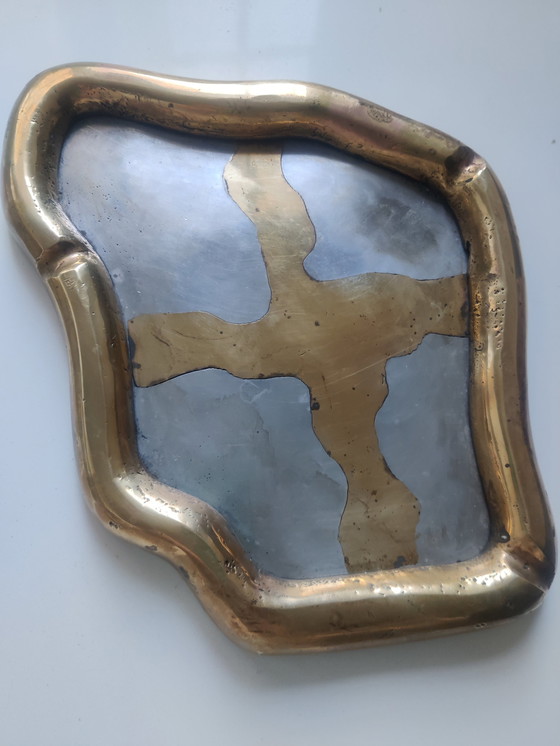 Image 1 of David Marshall Chenets Brutaliste Laiton Aluminium