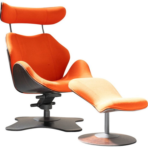 Fauteuil vintage "Tok" avec ottoman par Toshiyuki pour Stokke, 1990