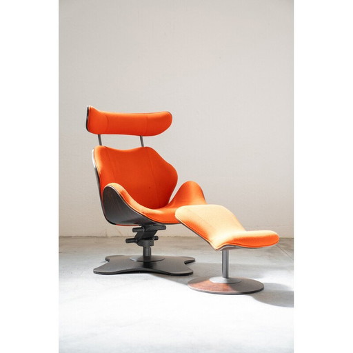 Fauteuil vintage "Tok" avec ottoman par Toshiyuki pour Stokke, 1990
