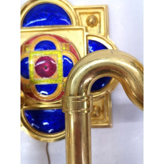 Image 1 of Applique vintage plaquée or et émaillée de l'artiste Jozsef Engelsz