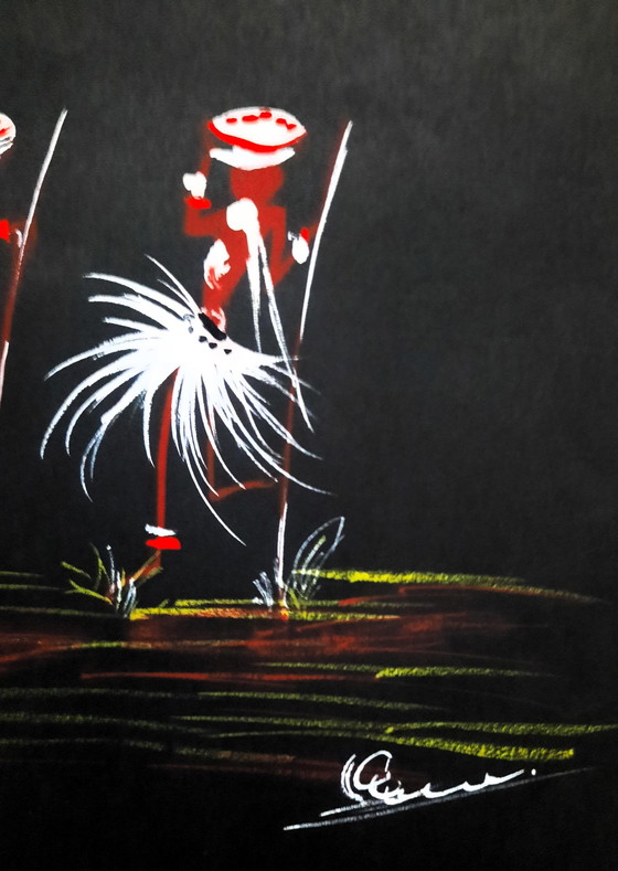 Image 1 of Gouache Art populaire africain du Congo 1950-1960