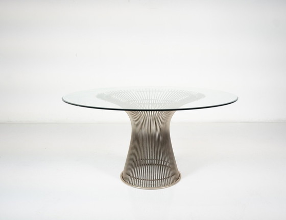 Image 1 of Table de salle à manger Mid Century par Warren Platner pour Knoll, verre et métal, 1966