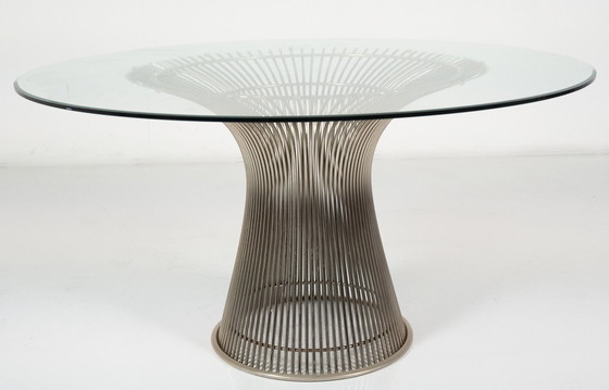 Image 1 of Table de salle à manger Mid Century par Warren Platner pour Knoll, verre et métal, 1966