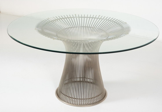 Image 1 of Table de salle à manger Mid Century par Warren Platner pour Knoll, verre et métal, 1966