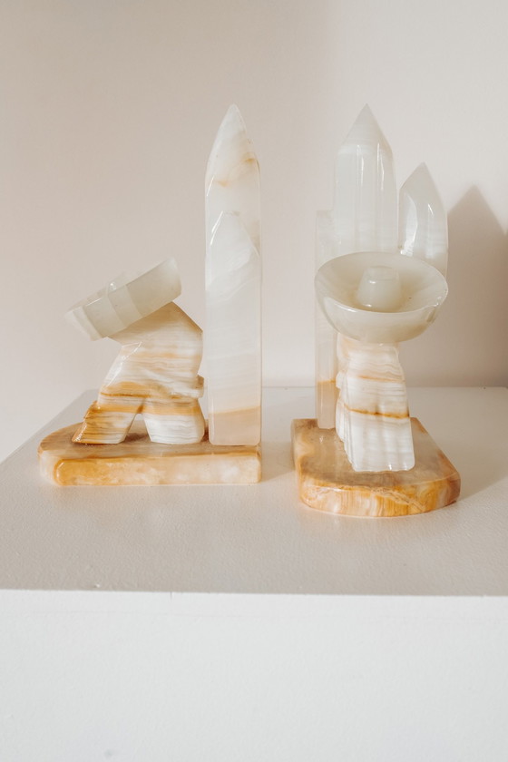 Image 1 of Lot de 2 serre-livres vintage en marbre