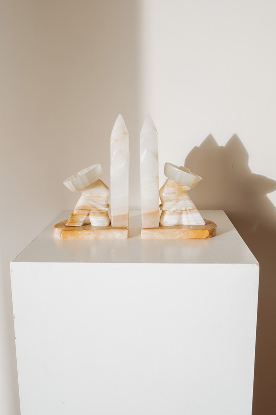 Image 1 of Lot de 2 serre-livres vintage en marbre