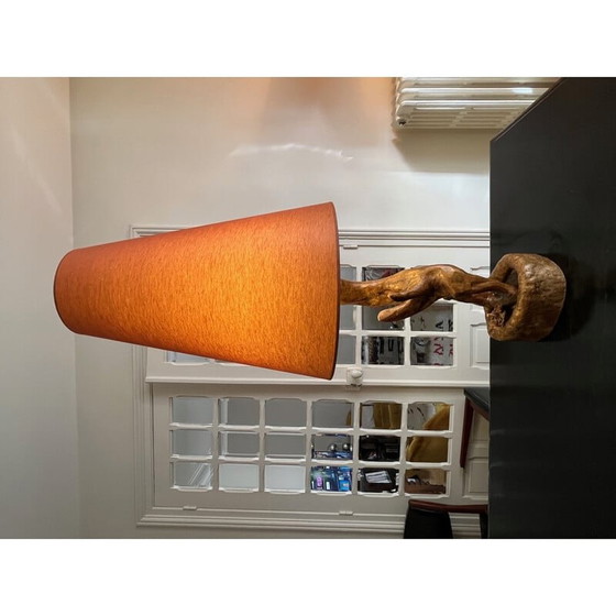 Image 1 of Lampe vintage brutaliste en bois tourné, 1970