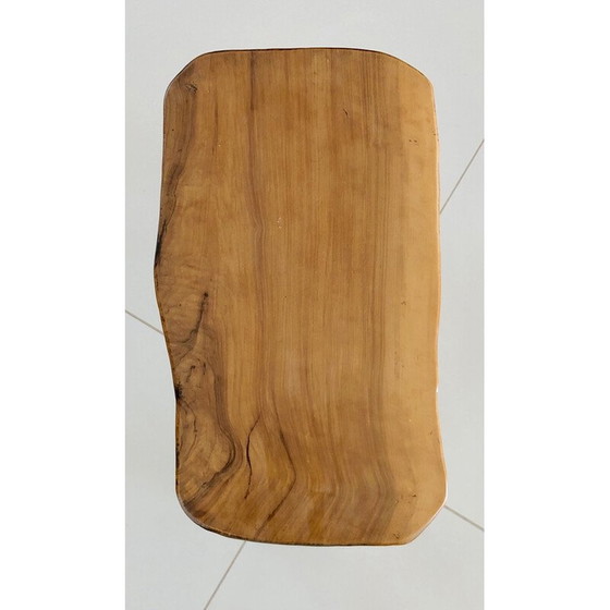 Image 1 of Tabouret vintage en bois d'olivier massif, France 1970