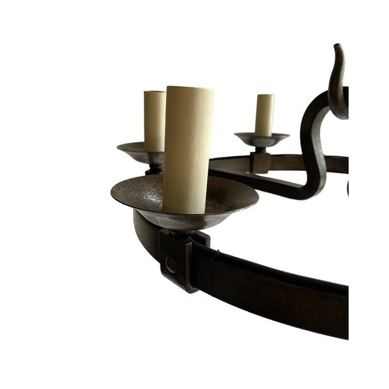 Image 1 of Lustre vintage en fer forgé avec coq, 1950