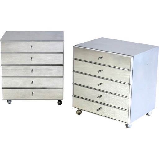 Paire de commodes vintage à 5 tiroirs, Allemagne 1980