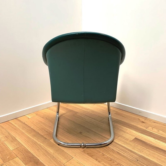 Image 1 of Ensemble de 3 fauteuils en cuir vintage par Slitta Slinan pour Poltrona Frau