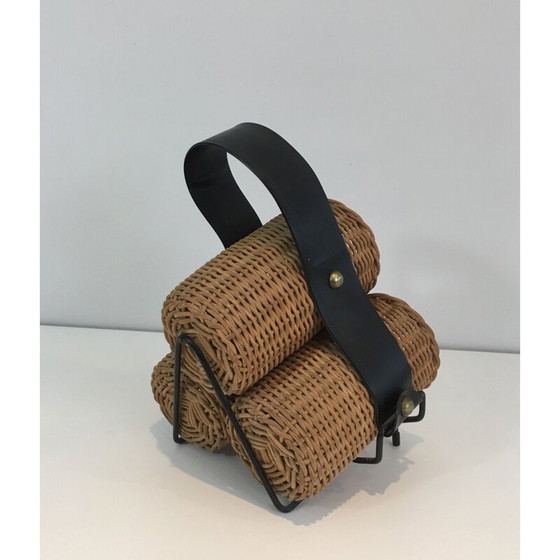 Image 1 of Porte-bouteilles vintage en rotin, 1970