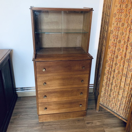 Image 1 of Armoire vintage avec vitrine à 3 tiroirs