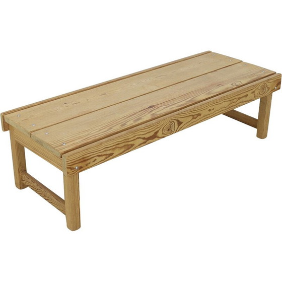 Image 1 of Banc bas vintage en pin, 1970