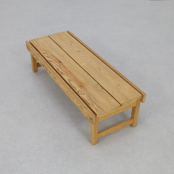 Image 1 of Banc bas vintage en pin, 1970