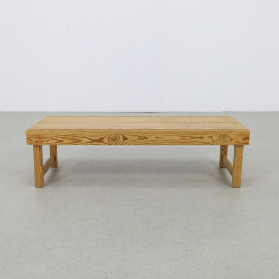 Image 1 of Banc bas vintage en pin, 1970
