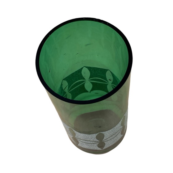 Image 1 of Vase en verre vert, Veb Kunst Glas Wasungen, Allemagne, années 1960