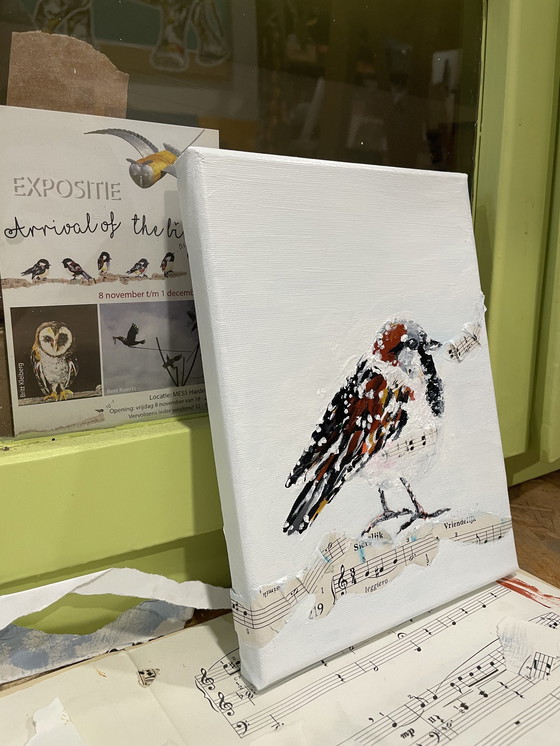 Image 1 of Peinture d'un moineau d'hiver