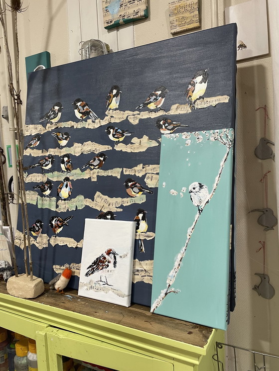 Image 1 of Peinture d'un moineau d'hiver