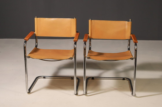 Image 1 of Paire de fauteuils en acier tubulaire en porte-à-faux de Marcel Breuer, années 1970