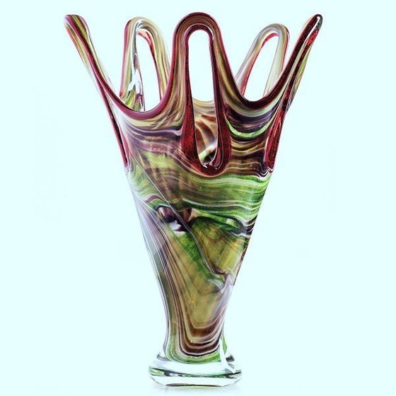 Image 1 of Vase en verre de Murano en vert bordeaux