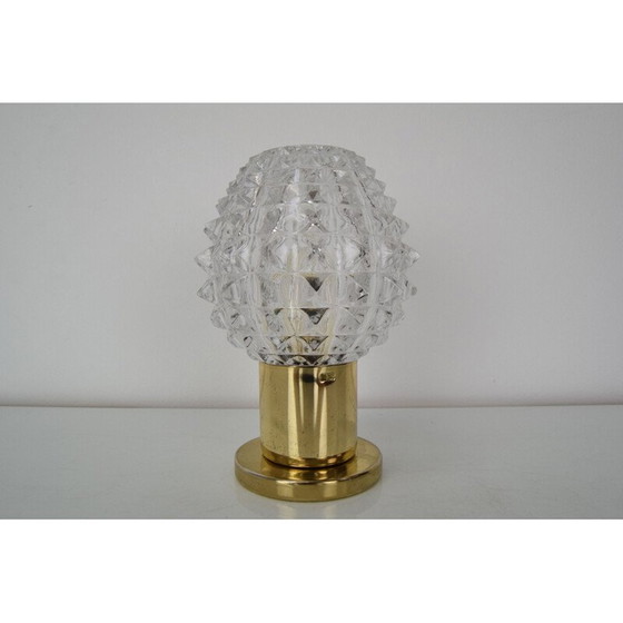 Image 1 of Applique vintage en verre et laiton par Kamenicky Senov, Tchécoslovaquie 1960