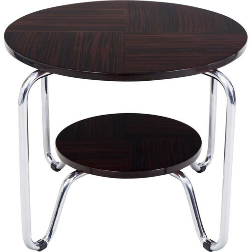 Table basse vintage en ébène makasar par Kovona, 1950