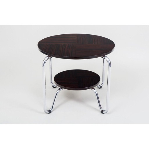 Table basse vintage en ébène makasar par Kovona, 1950