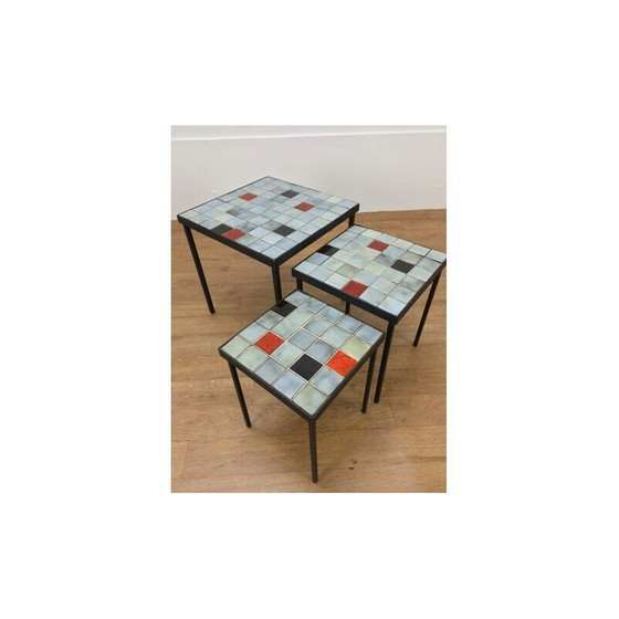 Image 1 of Ensemble de 3 tables gigognes en céramique de Mado Jolain, 1960