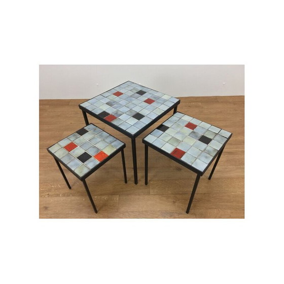 Image 1 of Ensemble de 3 tables gigognes en céramique de Mado Jolain, 1960