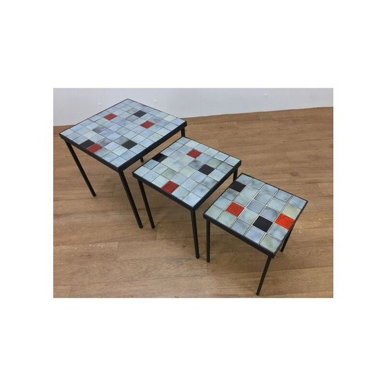 Image 1 of Ensemble de 3 tables gigognes en céramique de Mado Jolain, 1960