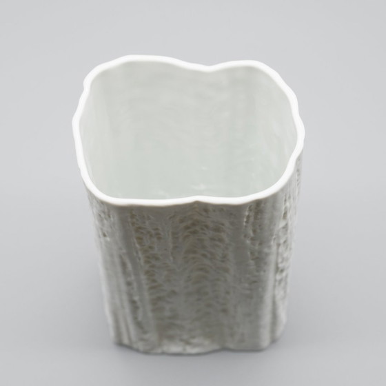 Image 1 of Martin Freyer Rosenthal Studio Linie Op-Art Relief Bisque Porcelaine Vase Duo B&W