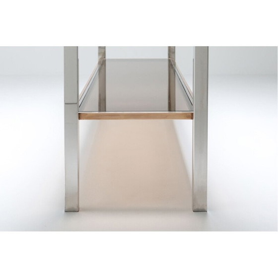 Image 1 of Console vintage à 2 niveaux chrome et laiton