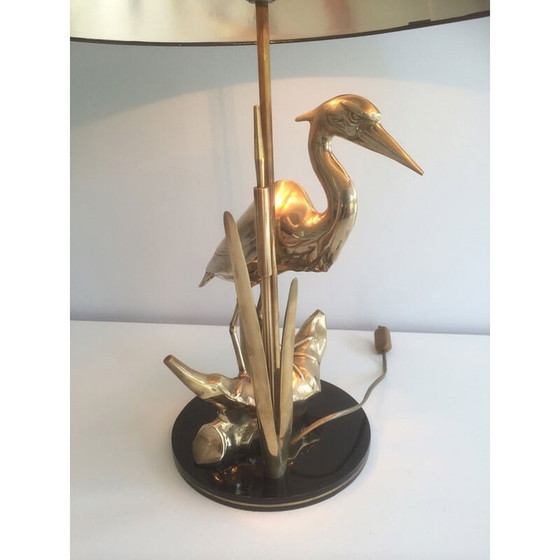 Image 1 of Lampe vintage en laiton représentant un héron, 1970