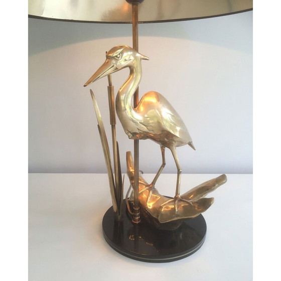 Image 1 of Lampe vintage en laiton représentant un héron, 1970