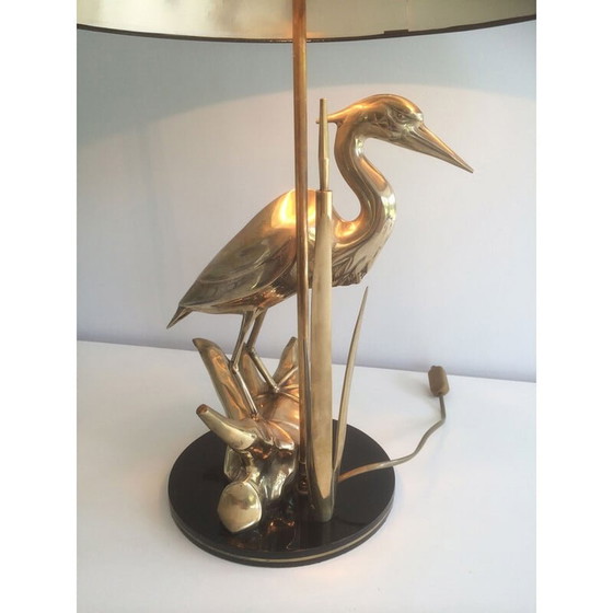 Image 1 of Lampe vintage en laiton représentant un héron, 1970