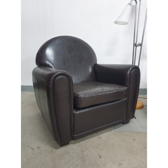 Image 1 of Paire de fauteuils "Club" vintage en cuir noir, Europe 1970