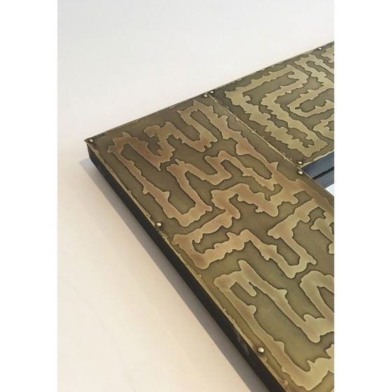 Image 1 of Miroir vintage en laiton, France 1970