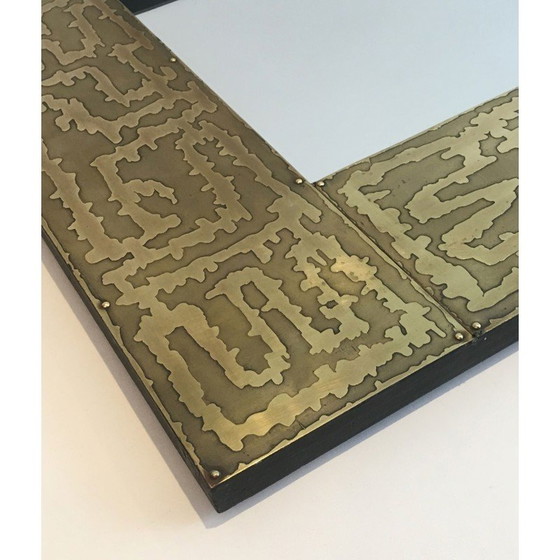 Image 1 of Miroir vintage en laiton, France 1970