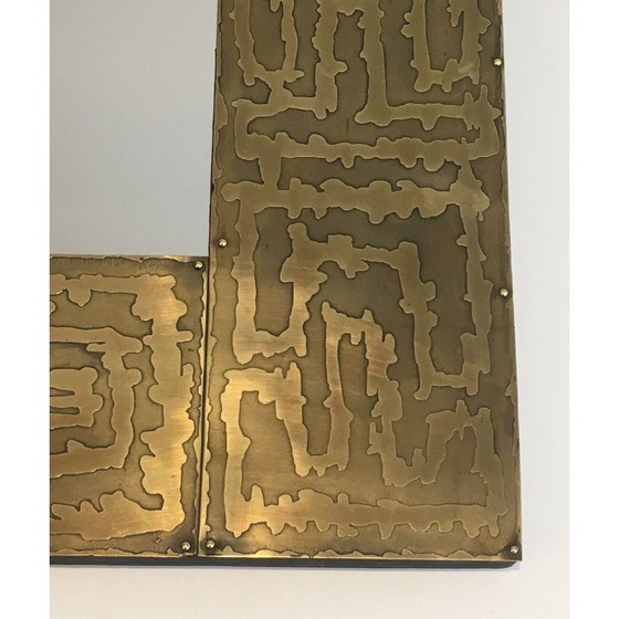 Image 1 of Miroir vintage en laiton, France 1970