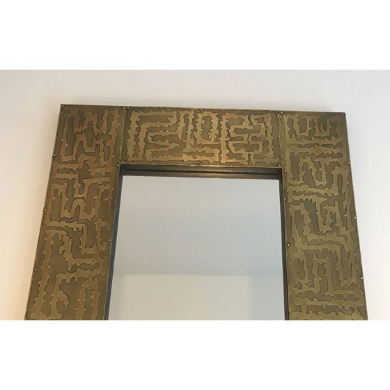 Image 1 of Miroir vintage en laiton, France 1970