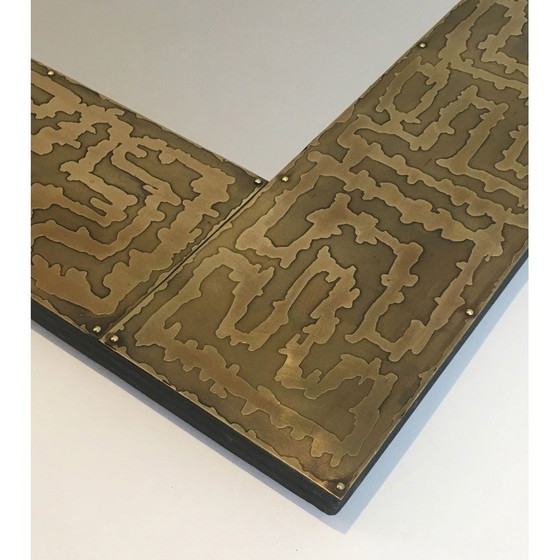Image 1 of Miroir vintage en laiton, France 1970