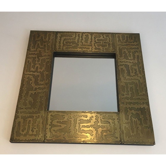 Image 1 of Miroir vintage en laiton, France 1970