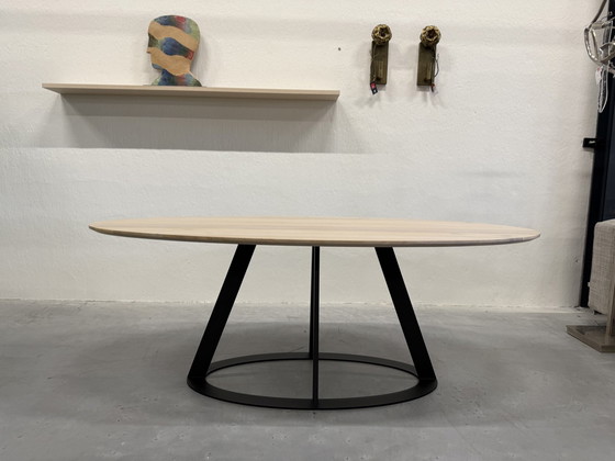 Image 1 of Harvink Fier Table de Salle à Manger Ovale Chêne Blanc Bois 205x110