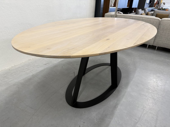 Image 1 of Harvink Fier Table de Salle à Manger Ovale Chêne Blanc Bois 205x110