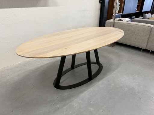 Harvink Fier Table de Salle à Manger Ovale Chêne Blanc Bois 205x110