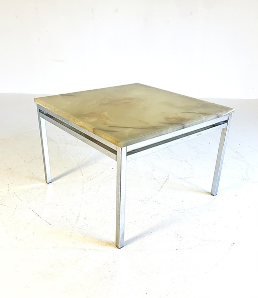 Table d'appoint en chrome et onyx '70