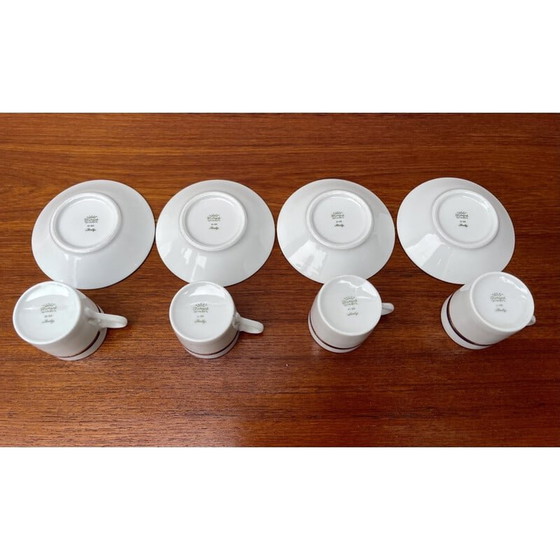 Image 1 of Set de 4 tasses à espresso et soucoupes vintage motif bleu par Richard Ginori, Italie